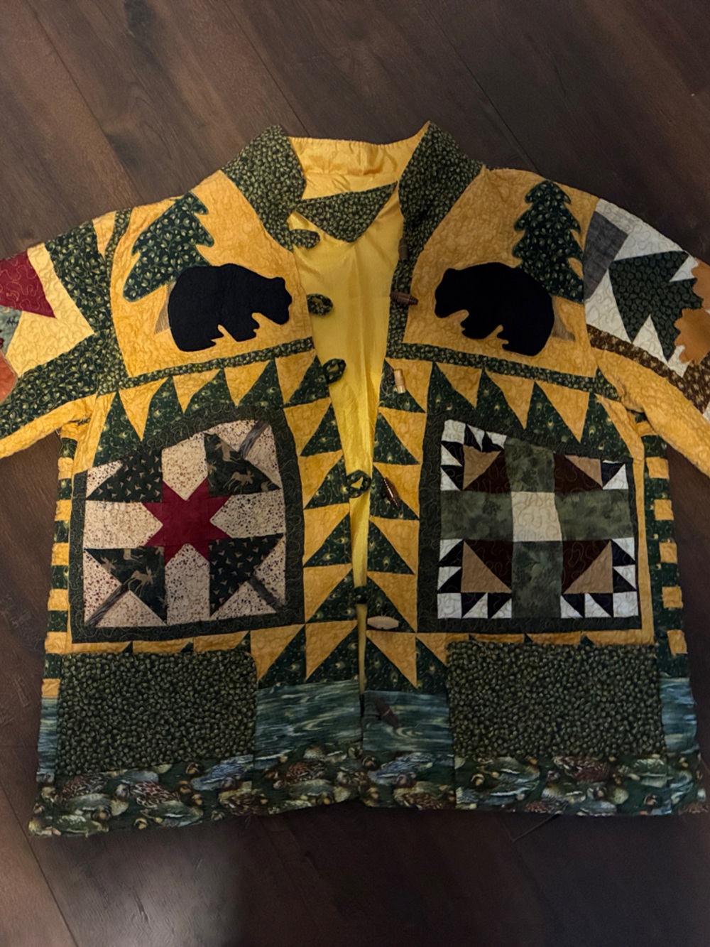 Handmade Northwoods Woodland Quilt Jacket Wearable folk art